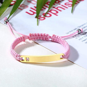 Personalized Rope Bracelets with Custom Engraving - Pink - Bracelets - Silver