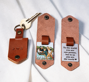 Personalized Leather Keychain With Picture and Calendar