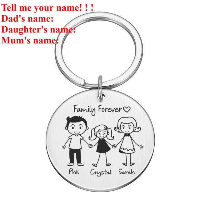 Love Cute Keychain Engraved Custom Family Gifts For Parents Children Present Keyring Bag Charm Families Member Gift Key Chain