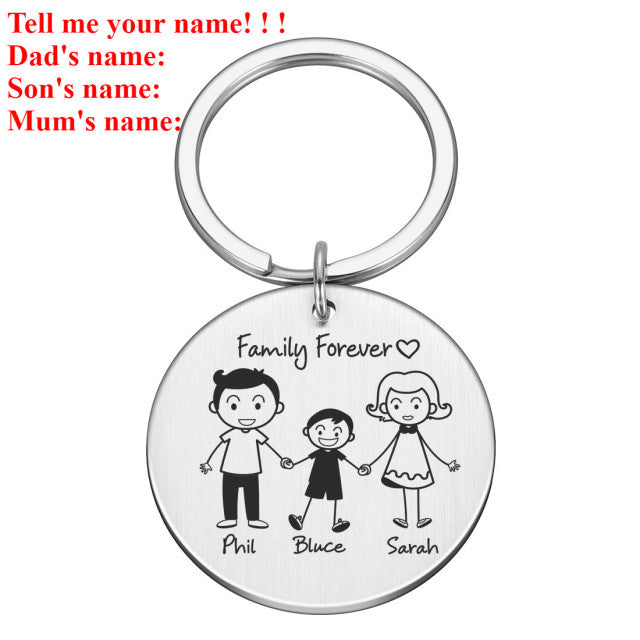 Love Cute Keychain Engraved Custom Family Gifts For Parents Children Present Keyring Bag Charm Families Member Gift Key Chain