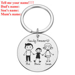 Love Cute Keychain Engraved Custom Family Gifts For Parents Children Present Keyring Bag Charm Families Member Gift Key Chain