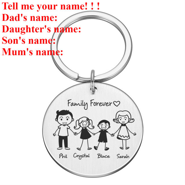 Love Cute Keychain Engraved Custom Family Gifts For Parents Children Present Keyring Bag Charm Families Member Gift Key Chain