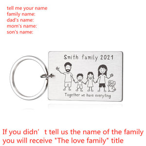 Love Cute Keychain Engraved Custom Family Gifts For Parents Children Present Keyring Bag Charm Families Member Gift Key Chain