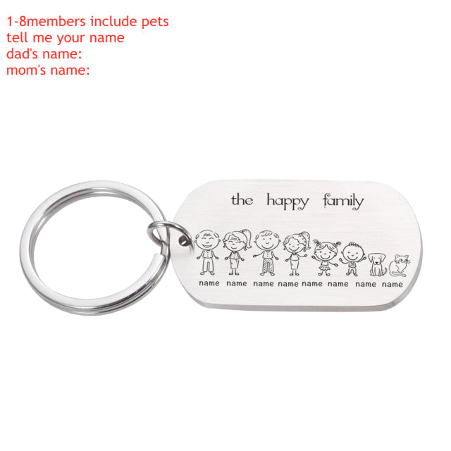 Love Cute Keychain Engraved Custom Family Gifts For Parents Children Present Keyring Bag Charm Families Member Gift Key Chain