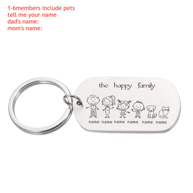 Love Cute Keychain Engraved Custom Family Gifts For Parents Children Present Keyring Bag Charm Families Member Gift Key Chain