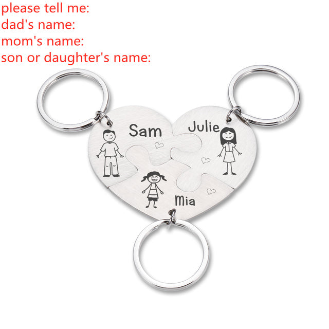 Love Cute Keychain Engraved Custom Family Gifts For Parents Children Present Keyring Bag Charm Families Member Gift Key Chain