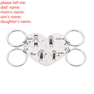 Love Cute Keychain Engraved Custom Family Gifts For Parents Children Present Keyring Bag Charm Families Member Gift Key Chain