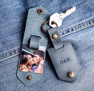 Personalized Photo Leather Keychain